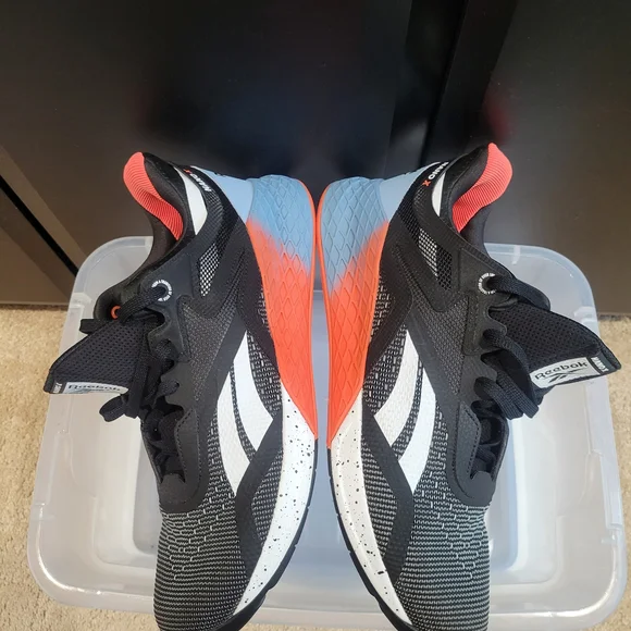 Reebok Nano 10 Men's Black Vivid Orange,White  Athletic Training Shoes - Picture 5 of 8